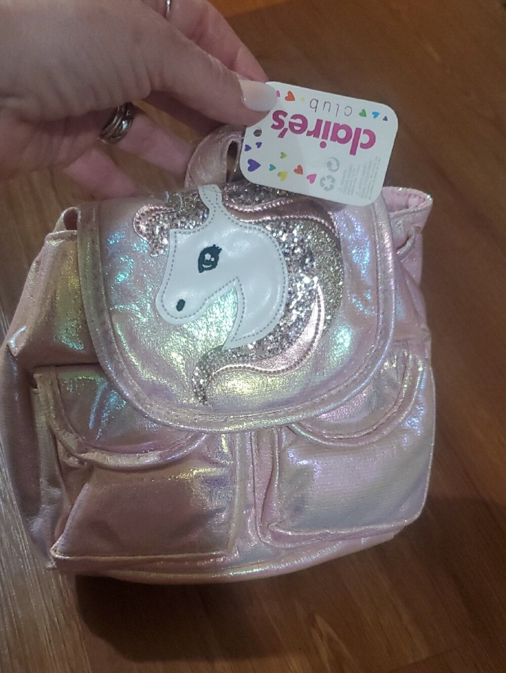 Claire's Iridescent Pink Unicorn Mini Backpack